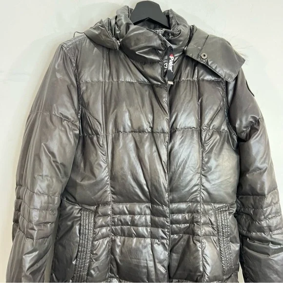 PAJAR Montreal grey green fur trim down parka winter coat M - Picture 6 of 15